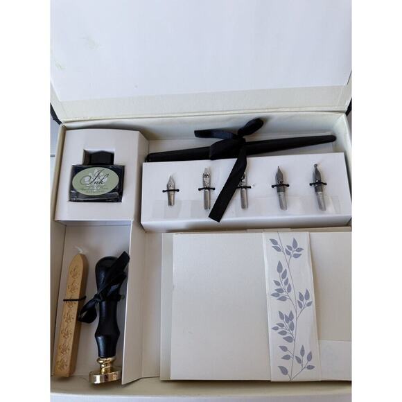 NEW CRELANDO 30pc CALLIGRAPHY SET Nibs + Notecards + Ink + Stamp + Wax B… - Picture 8 of 12